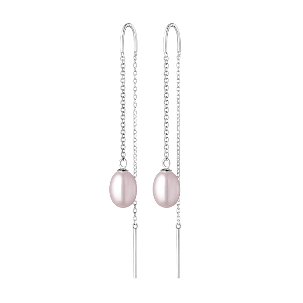 Cercei argint lungi cu lant si perle naturale roz pudra DiAmanti SK21102E_L-G Cercei argint lungi cu lant si perle naturale roz pudra DiAmanti SK21102E_L-G